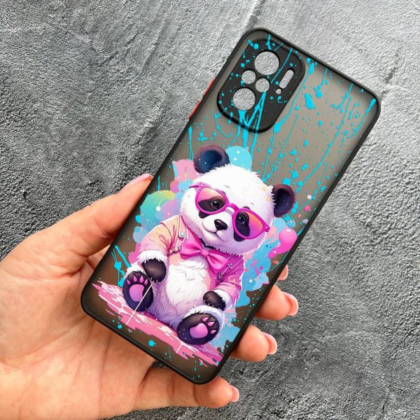 Чехол для Xiaomi Redmi Note 10 4G / Note 10s / Xiaomi Poco M5s с защитой камеры с пандой в очках