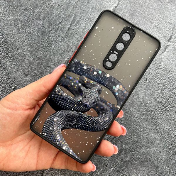 Чехол для Xiaomi Mi 9T / Mi 9T Pro / Redmi K20 / K20 Pro с защитой камеры со змеей с блестками