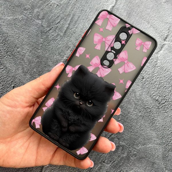 Чехол для Xiaomi Mi 9T / Mi 9T Pro / Redmi K20 / K20 Pro с защитой камеры детский с котом и бантиками