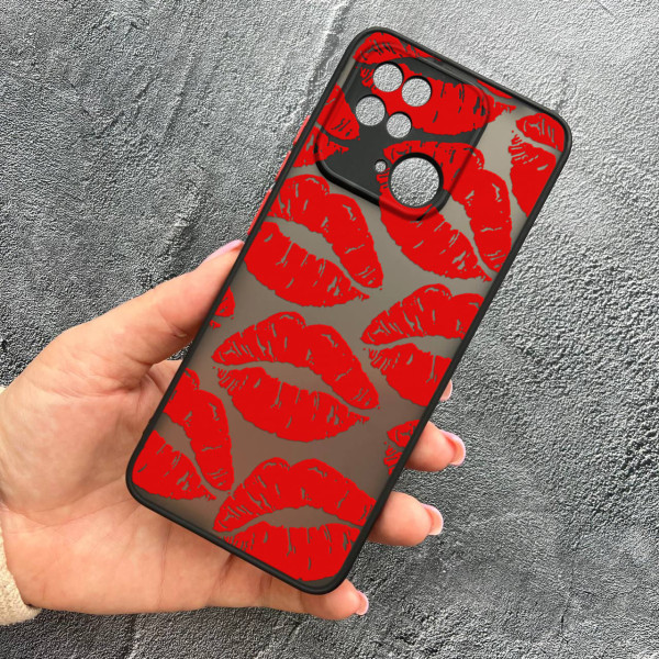 Чохол для Xiaomi Redmi 10С / Xiaomi Poco C40 із захистом камери з червоними губами