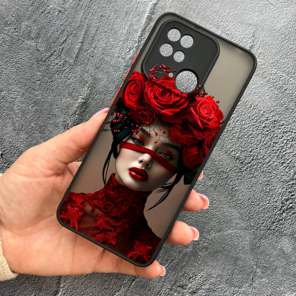 Чохол для Xiaomi Redmi 10С / Xiaomi Poco C40 із захистом камери з дівчинкою та квітами