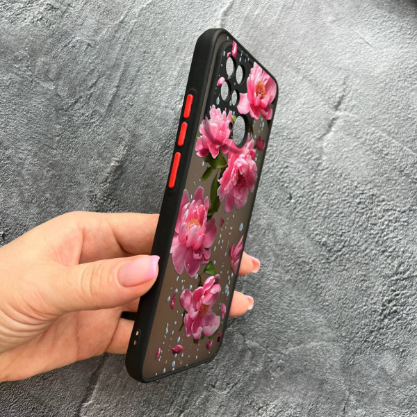 Чохол для Xiaomi Redmi 10С / Xiaomi Poco C40 із захистом камери з квітами та дощем