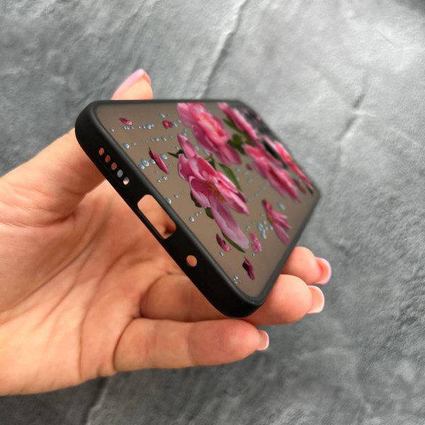 Чехол для Xiaomi Redmi 10С / Xiaomi Poco C40 с защитой камеры с цветами и дождем