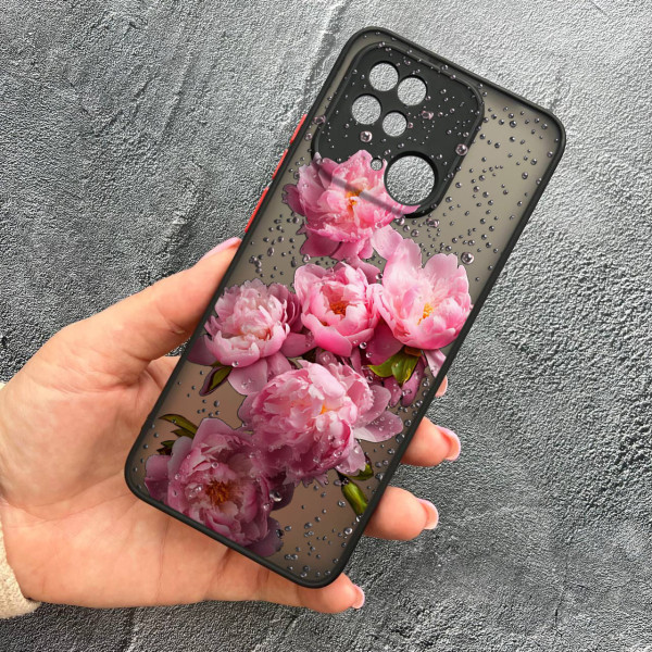 Чохол для Xiaomi Redmi 10С / Xiaomi Poco C40 із захистом камери з квітами та краплями