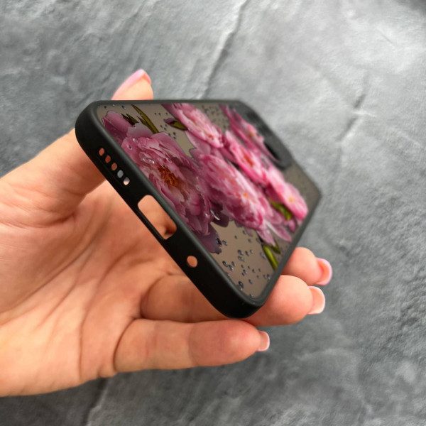 Чехол для Xiaomi Redmi 10С / Xiaomi Poco C40 с защитой камеры с цветами и каплями