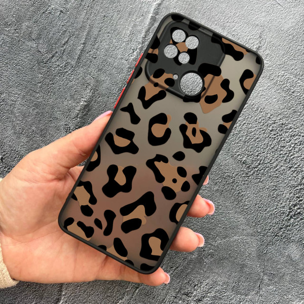 Чохол для Xiaomi Redmi 10С / Xiaomi Poco C40 із захистом камери з леопардом шоколадним