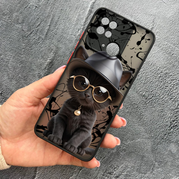 Чохол для Xiaomi Redmi 10С / Xiaomi Poco C40 із захистом камери з котиком в окулярах