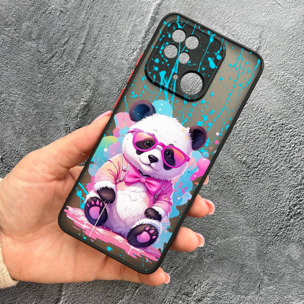 Чохол для Xiaomi Redmi 10С / Xiaomi Poco C40 із захистом камери з пандою в окулярах