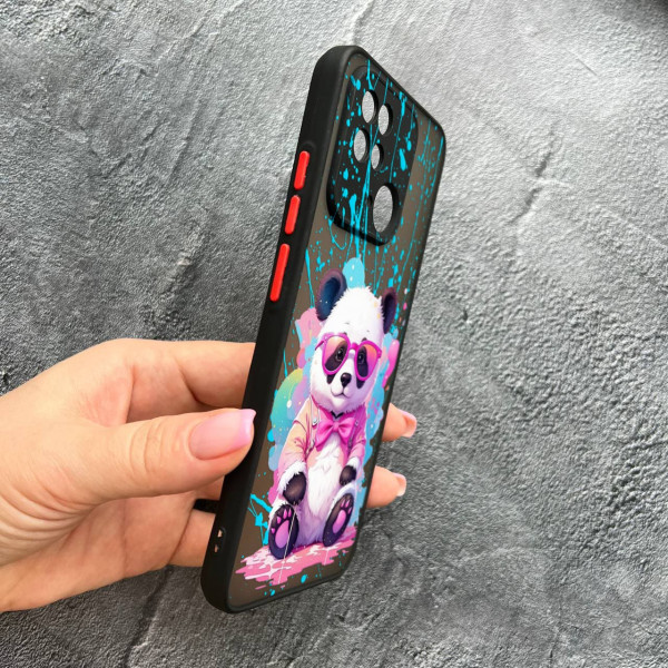 Чохол для Xiaomi Redmi 10С / Xiaomi Poco C40 із захистом камери з пандою в окулярах