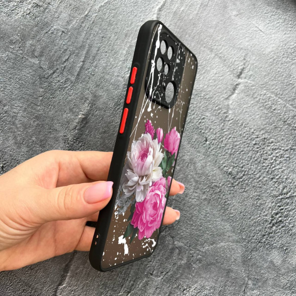 Чохол для Xiaomi Redmi 10С / Xiaomi Poco C40 із захистом камери з півоніями класичними