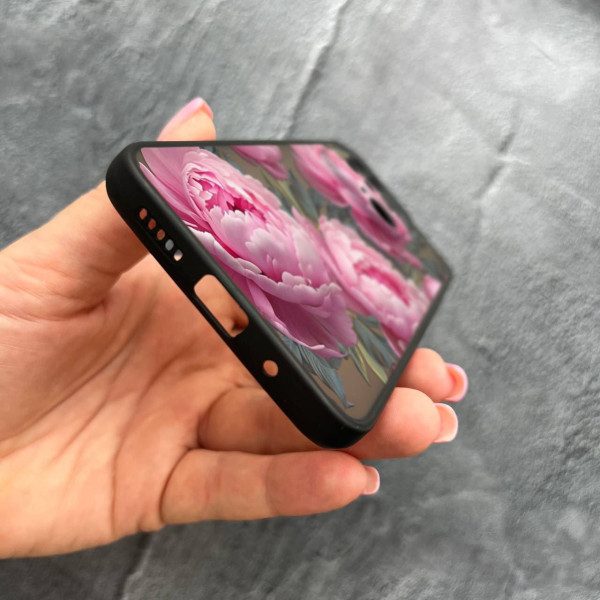 Чехол для Xiaomi Redmi 10С / Xiaomi Poco C40 с защитой камеры с цветами пионами крупными