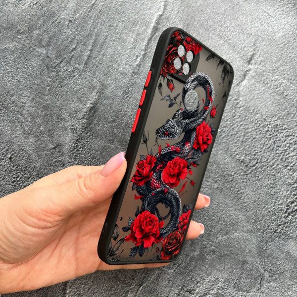 Чохол для Xiaomi Redmi 10A / Redmi 9C з захистом камери з змією в квітах