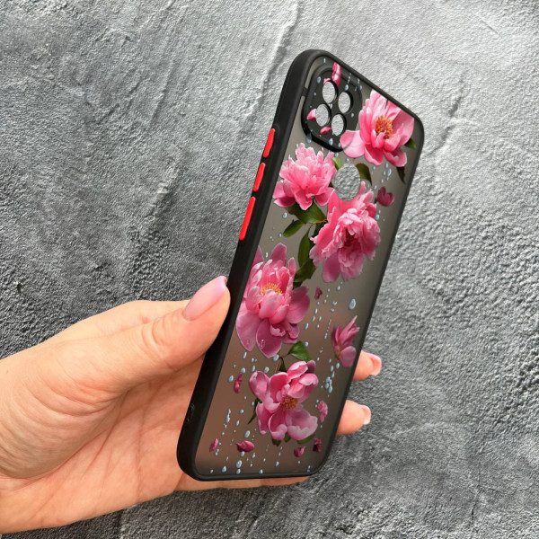 Чехол для Xiaomi Redmi 10A / Redmi 9C с защитой камеры с цветами и дождем