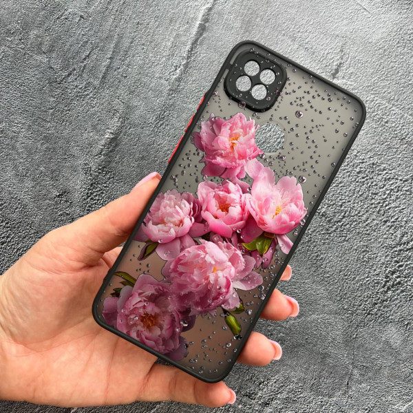 Чехол для Xiaomi Redmi 10A / Redmi 9C с защитой камеры с цветами и каплями