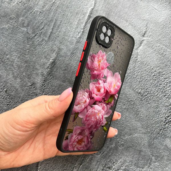 Чехол для Xiaomi Redmi 10A / Redmi 9C с защитой камеры с цветами и каплями