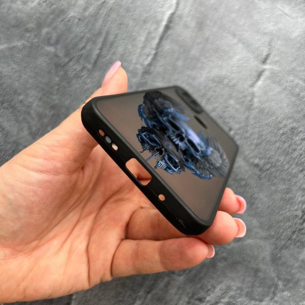 Чехол для Xiaomi Redmi 10A / Redmi 9C с защитой камеры с черепом и крыльями