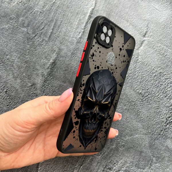 Чехол для Xiaomi Redmi 10A / Redmi 9C с защитой камеры с черепом в кубе