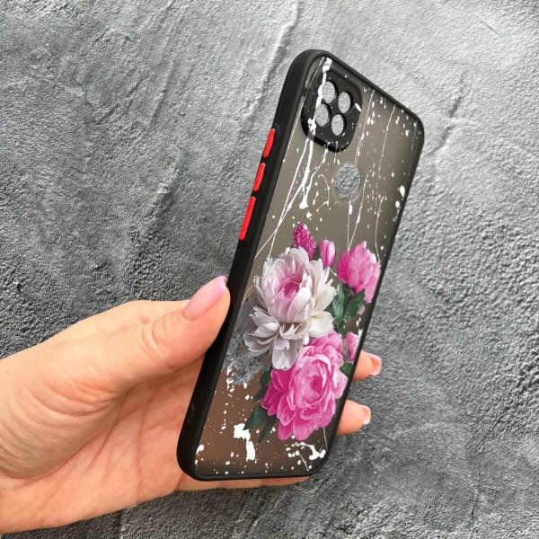 Чохол для Xiaomi Redmi 10A / Redmi 9C з захистом камери з квітами півонії класичні