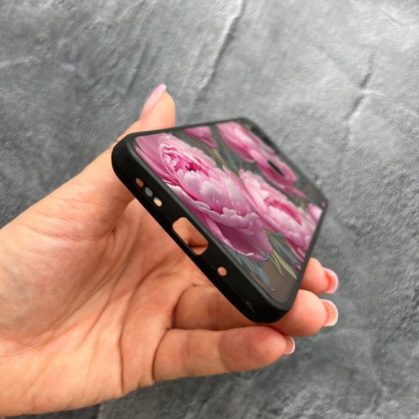 Чехол для Xiaomi Redmi 10A / Redmi 9C с защитой камеры с цветами пионами крупными