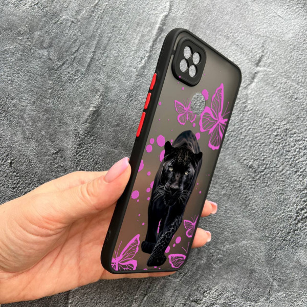 Чохол для Xiaomi Redmi 10A / Redmi 9C з захистом камери з пантерою та метеликами