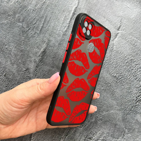 Чохол для Xiaomi Redmi 10A / Redmi 9C з захистом камери з червоними губами