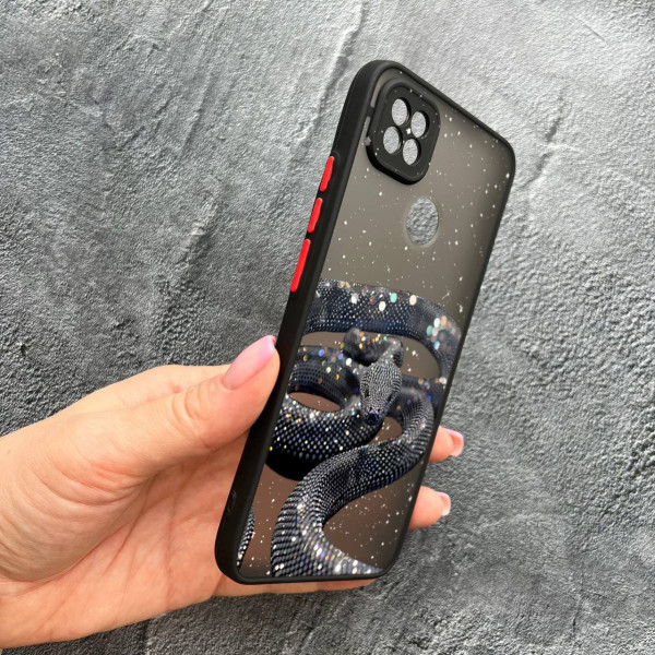 Чохол для Xiaomi Redmi 10A / Redmi 9C з захистом камери зі змією з блискітками