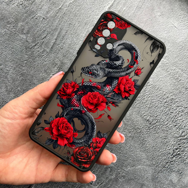 Чохол для Xiaomi Redmi 9T з захистом камери з змією в квітах