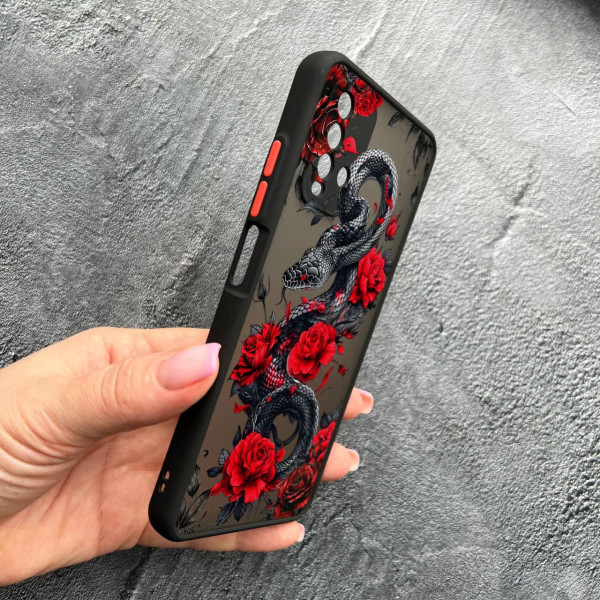 Чохол для Xiaomi Redmi 9T з захистом камери з змією в квітах