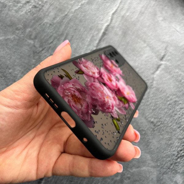 Чехол для Xiaomi Redmi 9T с защитой камеры с цветами и каплями
