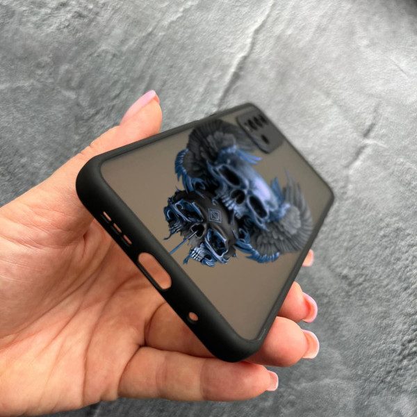 Чехол для Xiaomi Redmi 9T с защитой камеры с черепом и крыльями