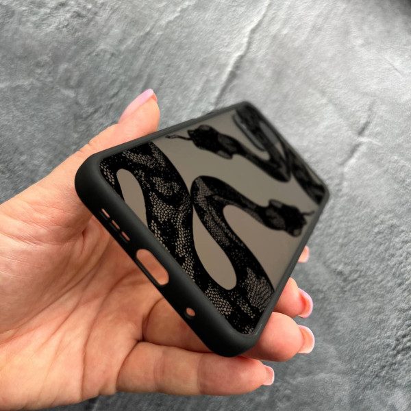 Чехол для Xiaomi Redmi 9T с защитой камеры с черной змеей