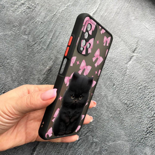 Чохол для Xiaomi Redmi 9T з захистом камери дитячий з котиком та бантиками
