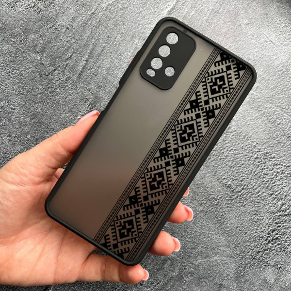 Чохол для Xiaomi Redmi 9T з захистом камери з вишиванкою чорна оригінальна