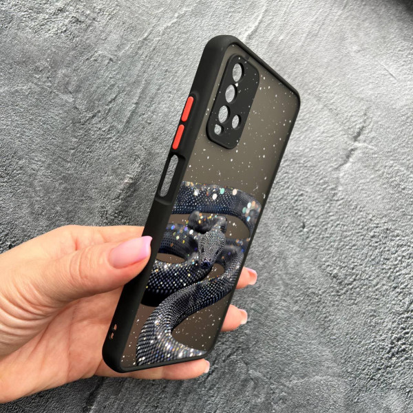 Чохол для Xiaomi Redmi 9T з захистом камери зі змією з блискітками