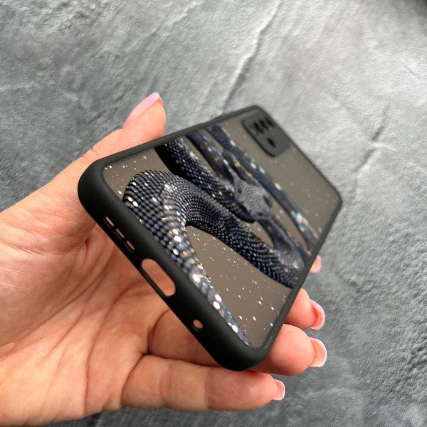 Чехол для Xiaomi Redmi 9T с защитой камеры со змеей с блестками