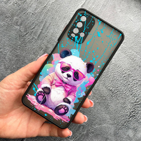 Чохол для Xiaomi Redmi 9T з захистом камери з пандою в окулярах