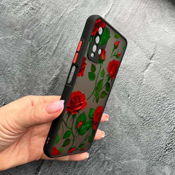 Чохол для Xiaomi Redmi 9T з захистом камери з квітами червоні троянди