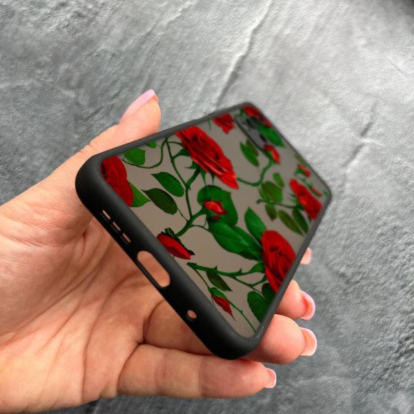 Чехол для Xiaomi Redmi 9T с защитой камеры с цветами красные розы