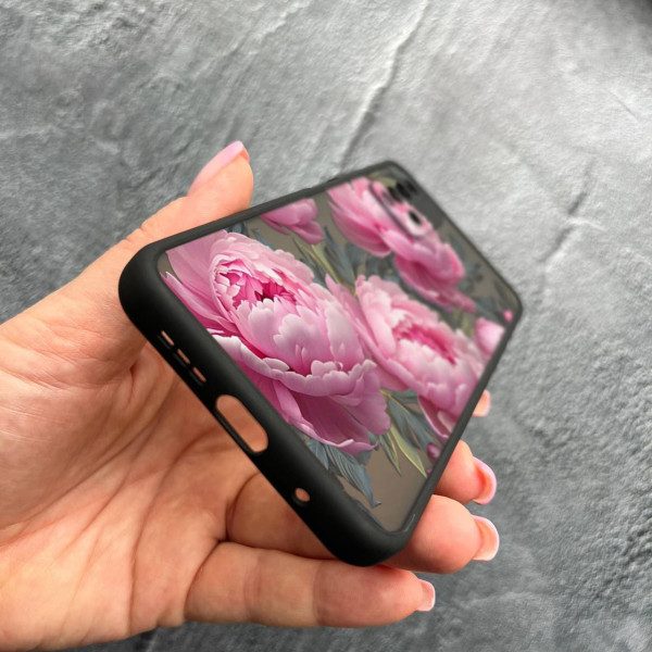 Чехол для Xiaomi Redmi 9T с защитой камеры с цветами пионами крупными