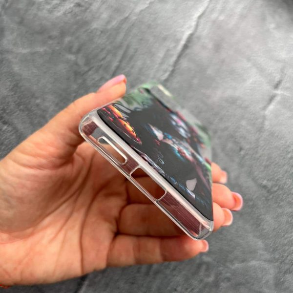 Чехол для Motorola G85 с девушкой Санта-Муэрте с листьями прозрачный силиконовый чехол