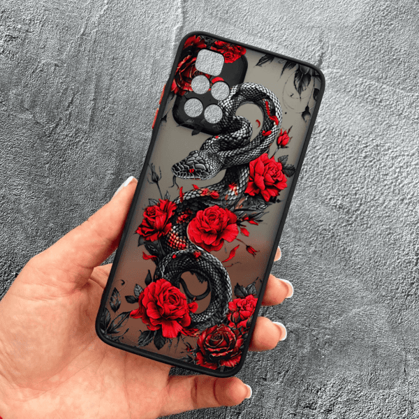 Чохол для Xiaomi Redmi 10 з захистом камери з змією в квітах