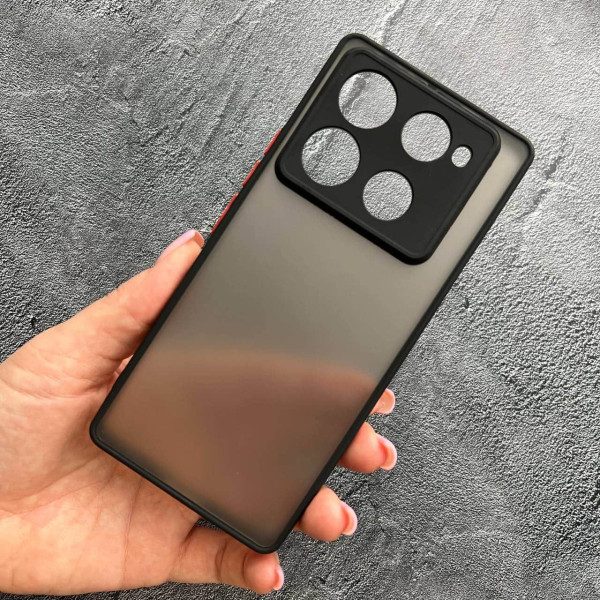Чехол для Infinix Note 40 Pro с защитой камеры матовый пластик без дизайна с черным бортиком