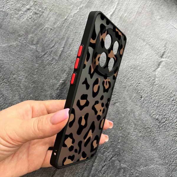 Чехол для Xiaomi Redmi Note 14 Pro Plus с защитой камеры с леопардом шоколадным