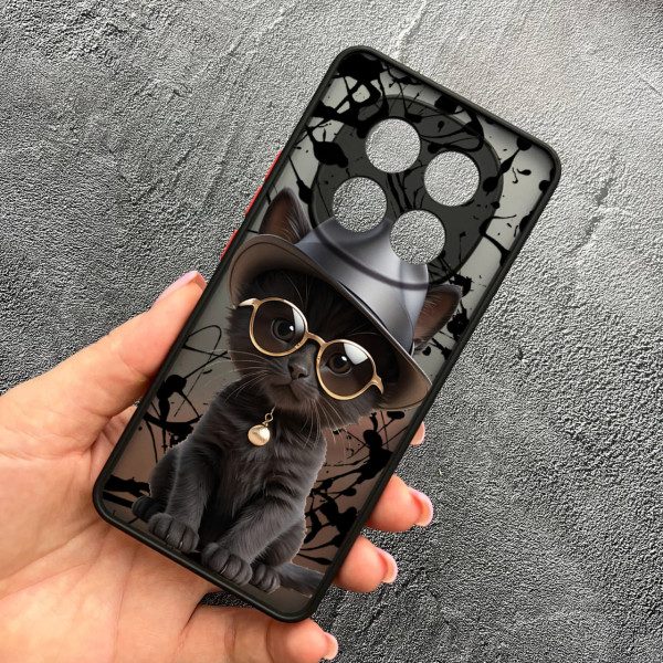 Чехол для Xiaomi Redmi Note 14 Pro Plus с защитой камеры с котом в шляпе