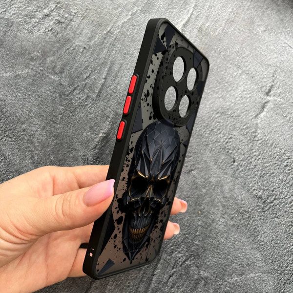 Чехол для Xiaomi Redmi Note 14 Pro 5G с защитой камеры с черепом в кубе