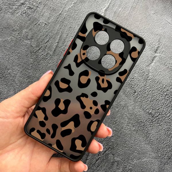 Чехол для Xiaomi Redmi Note 14 Pro 5G с защитой камеры с леопардом шоколадным
