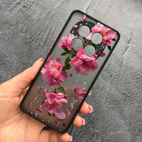 Чехол для Xiaomi Redmi Note 14 Pro 5G с защитой камеры с цветами и дождем