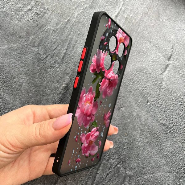 Чехол для Xiaomi Redmi Note 14 Pro 5G с защитой камеры с цветами и дождем