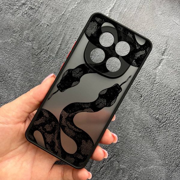 Чехол для Xiaomi Redmi Note 14 Pro 5G с защитой камеры с черной змеей