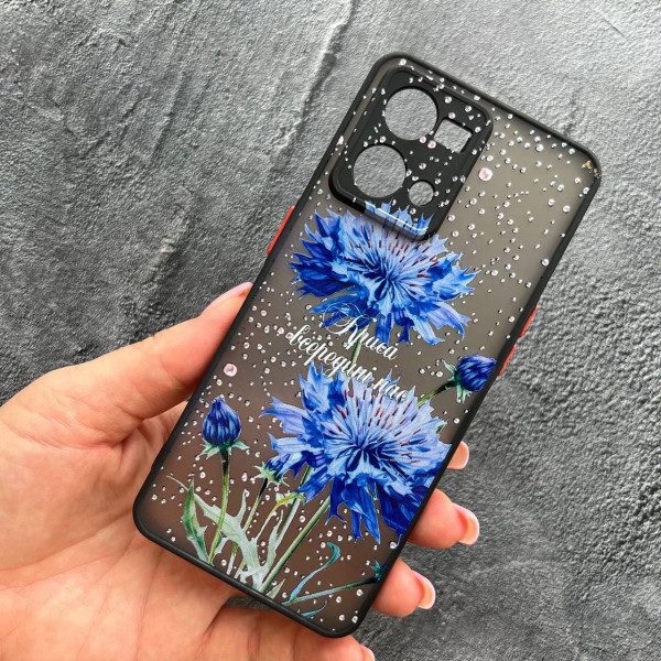 Чохол для Oppo Reno 7 4G з захистом камери з квіткою волошкою